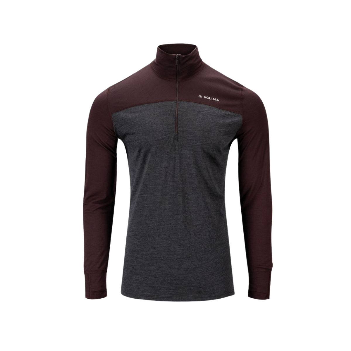 Aclima LightWool 180 Polo w/ zip M's Chocolate Plum / Marengo