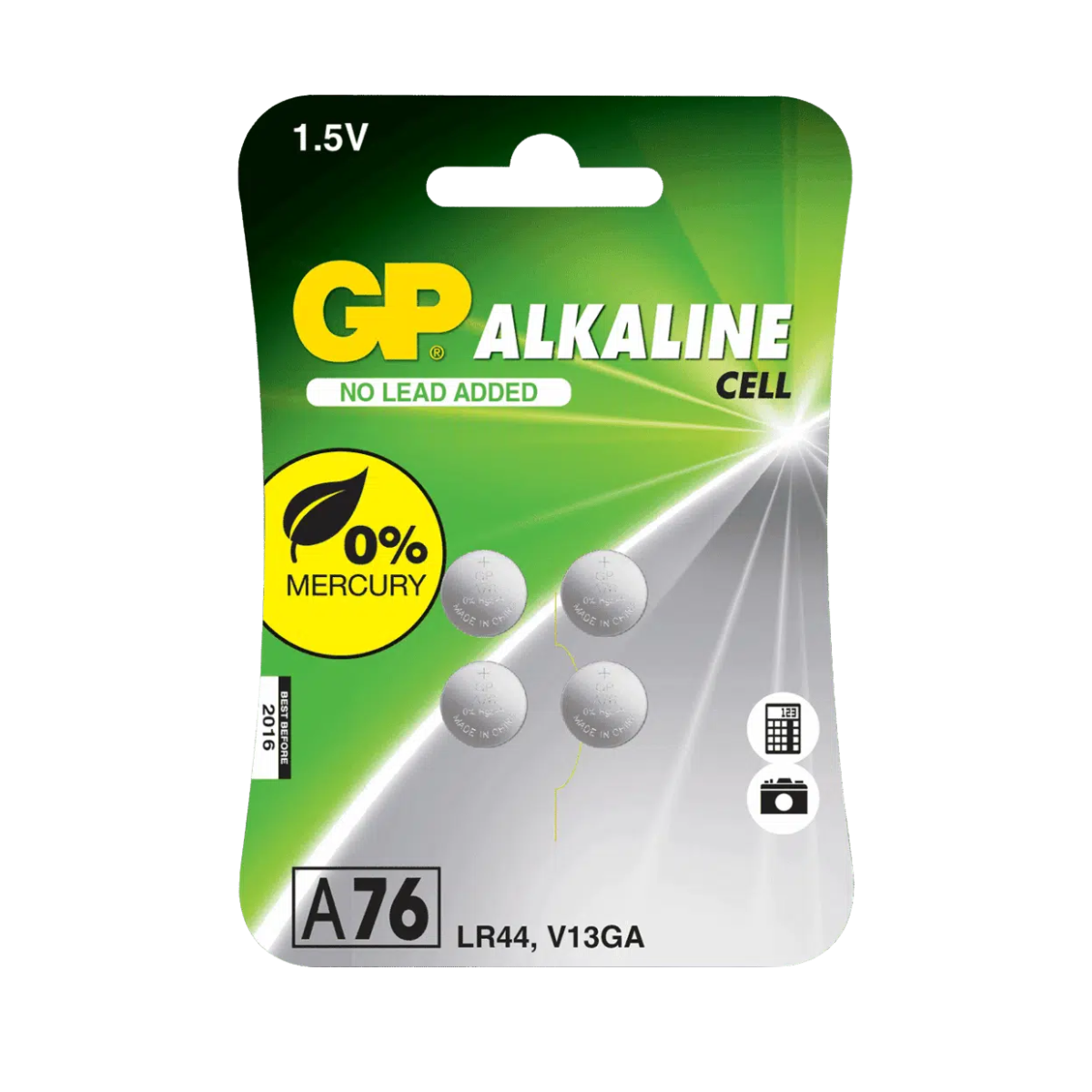 GP batteri A76 / LR44 1,5V