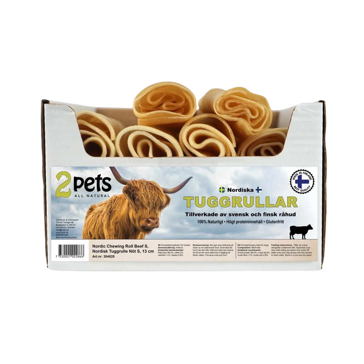 2Pets Nordisk Tuggrulle Nöt 13cm