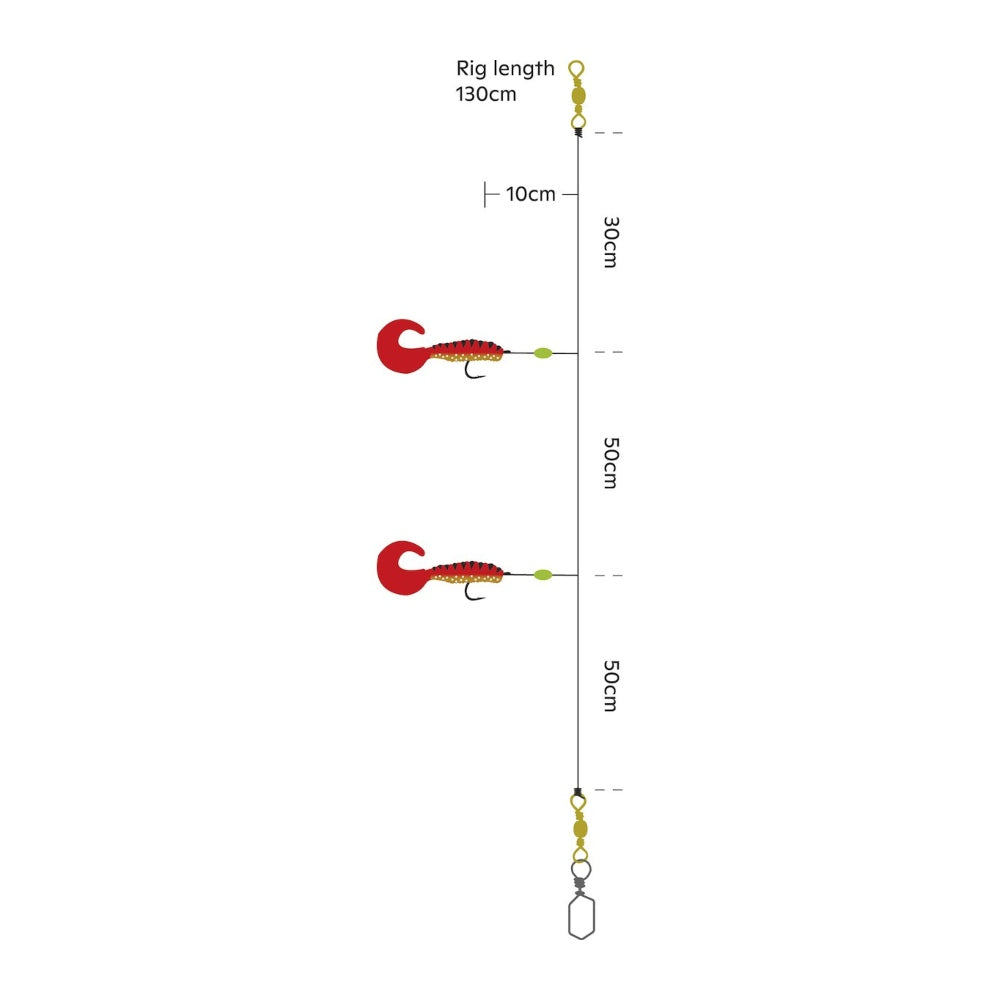 Kinetic Sabiki Twister XL #8/0 130CM 0.80MM RED/BLACK/GOLD