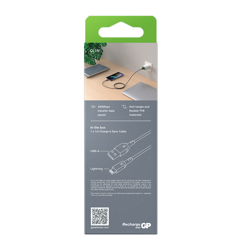 GP Essential Cable USB-A to Lightning 1M
