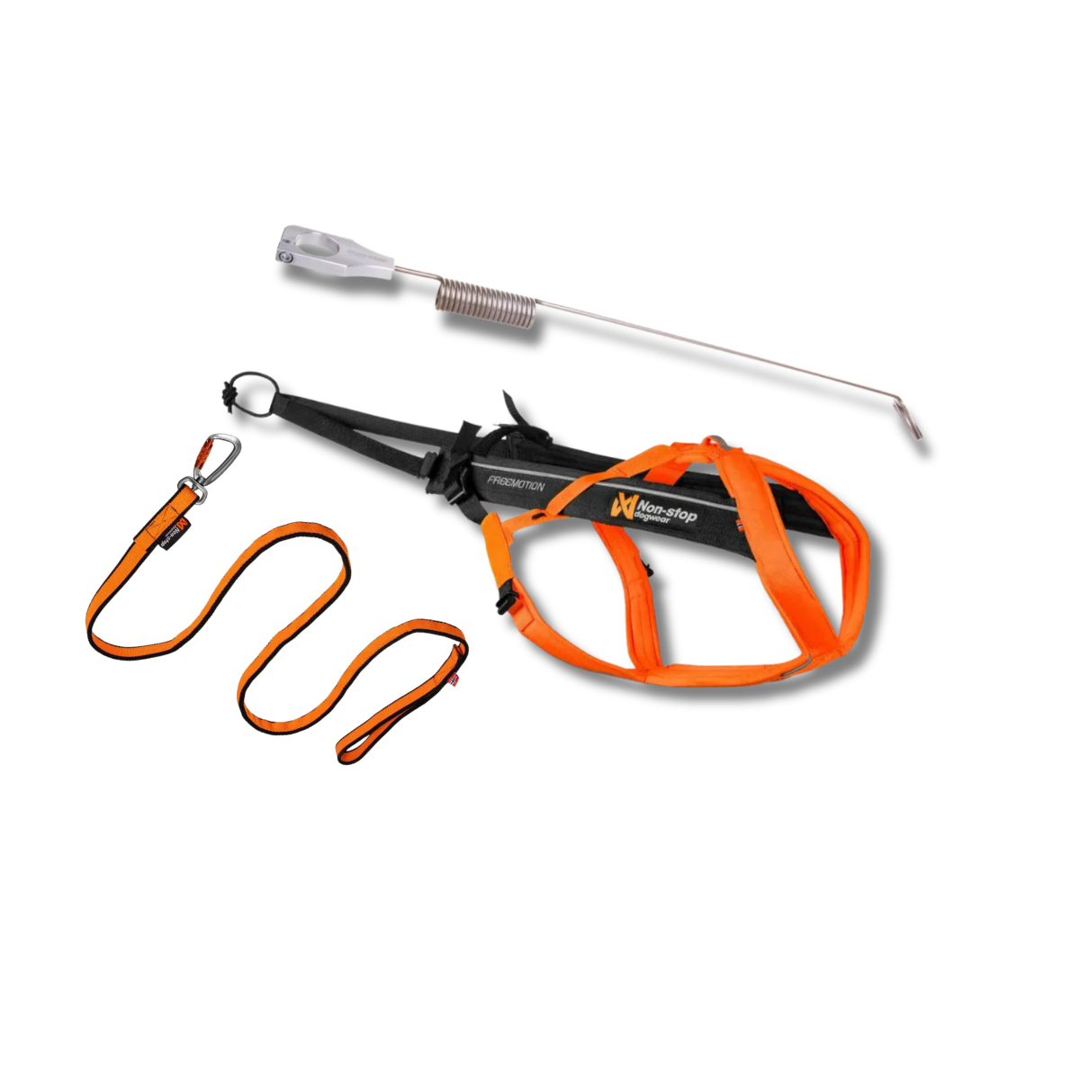 Draghund cykelpaket med sele, cykelantenn och elastiskt bungee-koppel för säker och ergonomisk träning vid cykling, löpning och skidåkning.