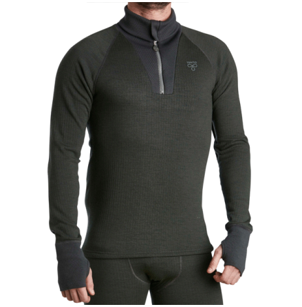 Termo Wool Original 2.0 Roll-Neck Trja m Zip Green Melange