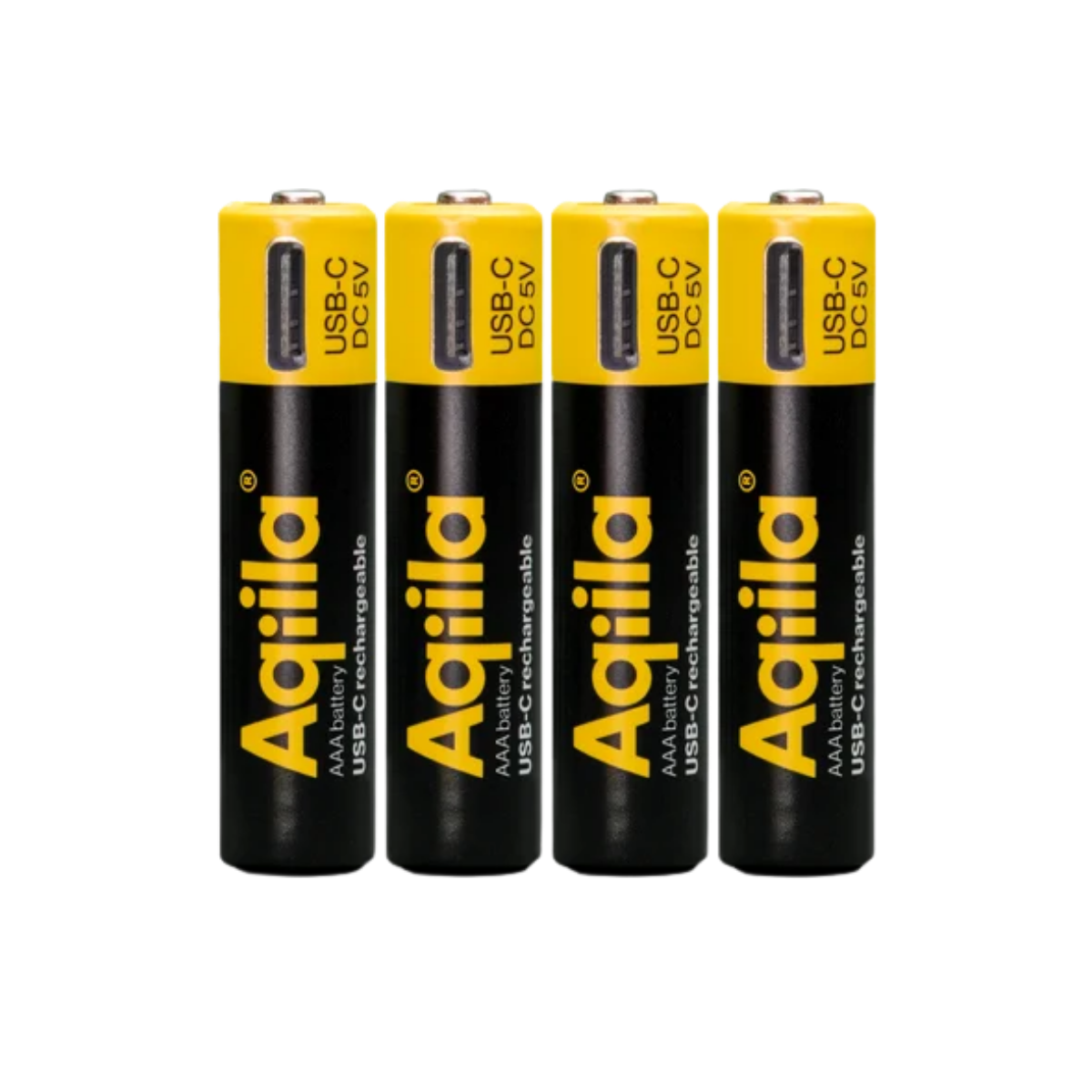 Aqiila USB-C Rechargeable Battery, AAA, 600 mAh, 4-pack