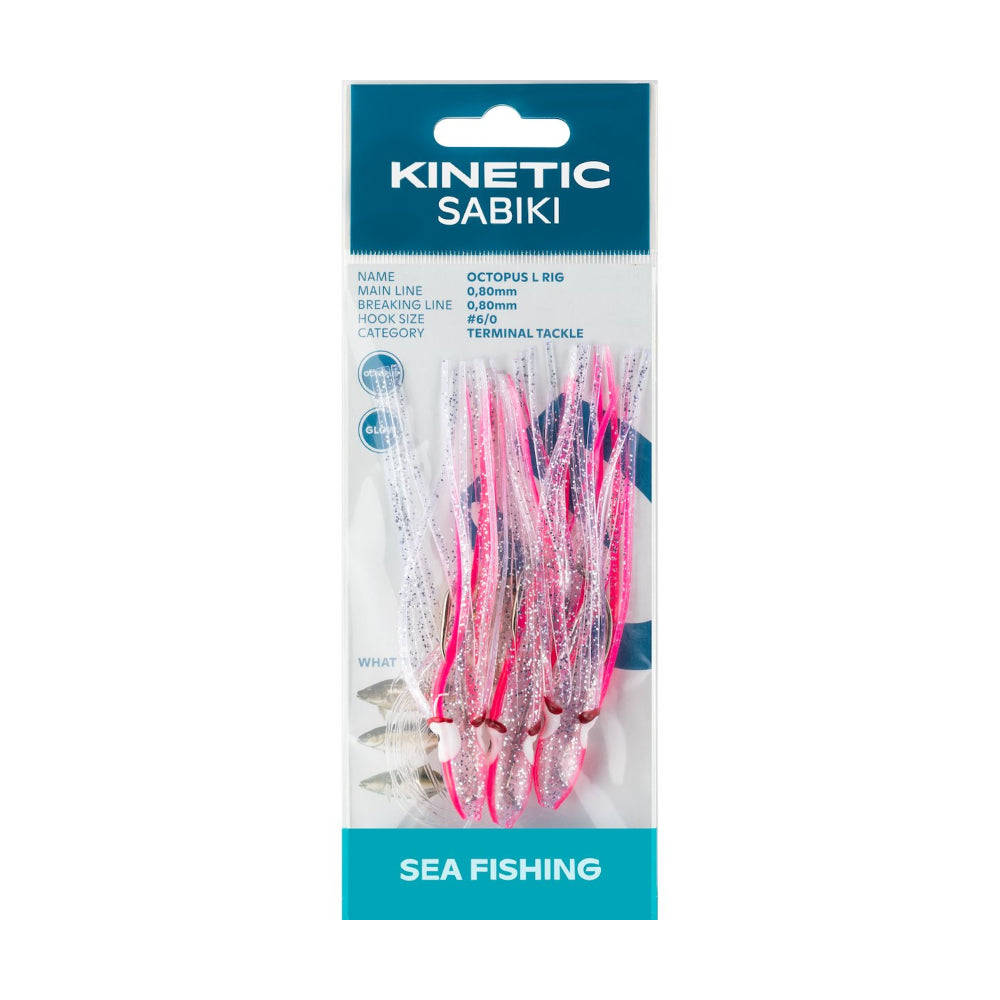 Kinetic Sabiki Octopus L #6/0 150CM 0.80MM PINK/GLOW