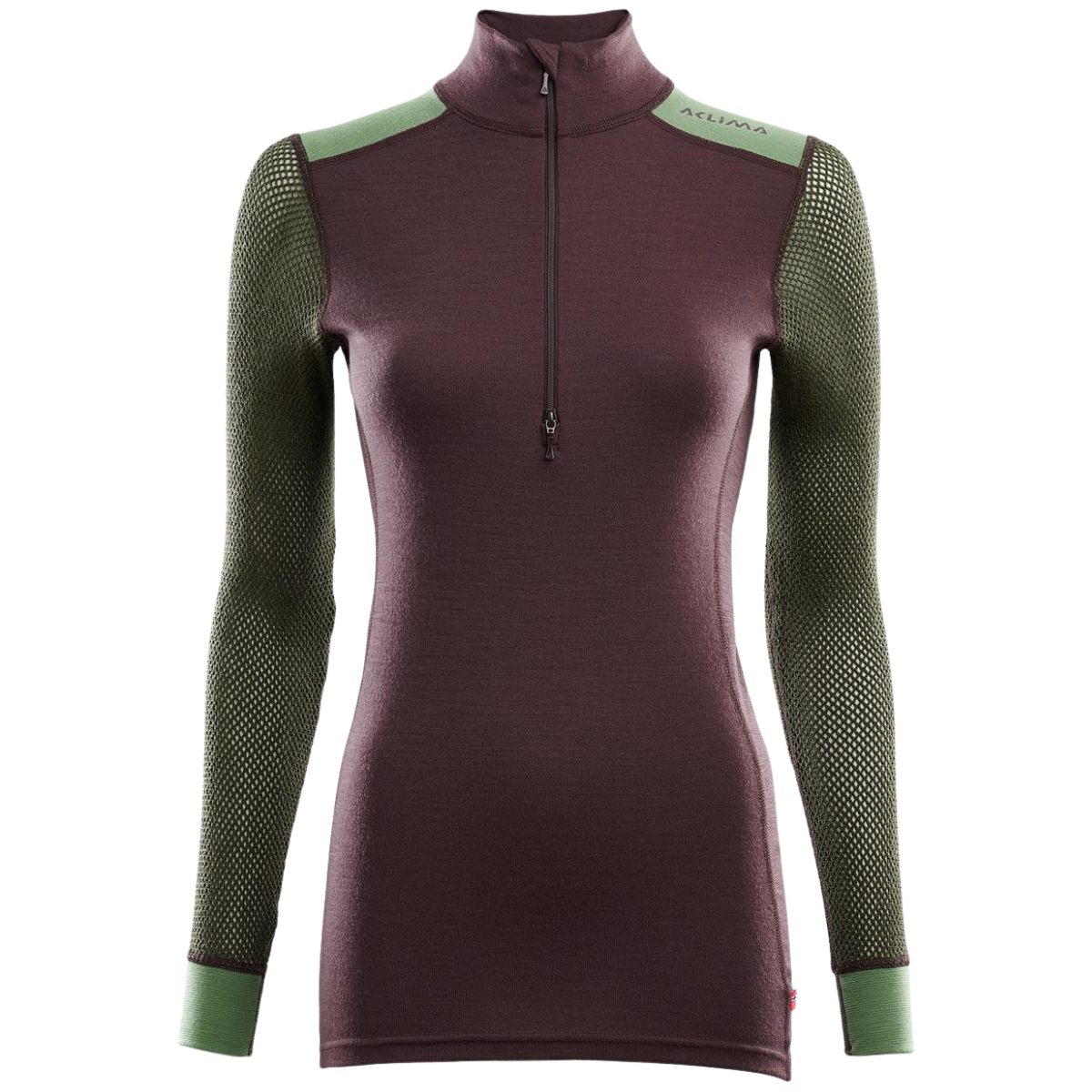 Aclima Woolnet Hybrid Mockneck W´s Fudge/Dill/ Olive Night
