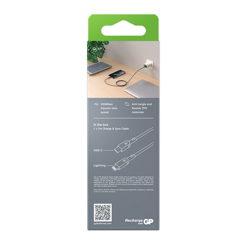 GP Essential Cable USB-C to Lightning 1M