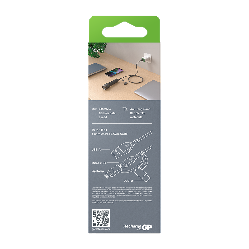 GP USB Cable 3-in-one 1m