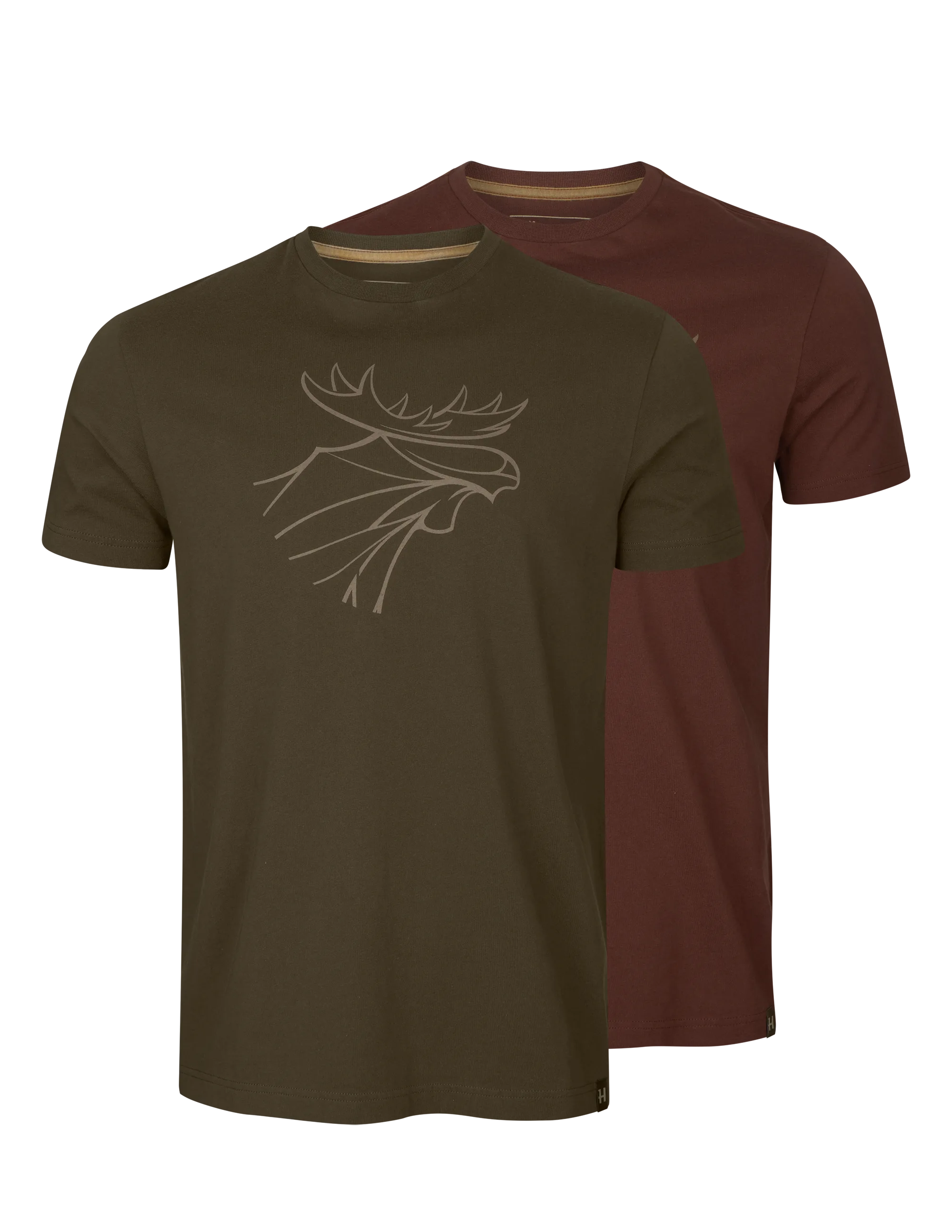Härkila Graphic T-Shirt 2-pack Willow Green/ Burgundy