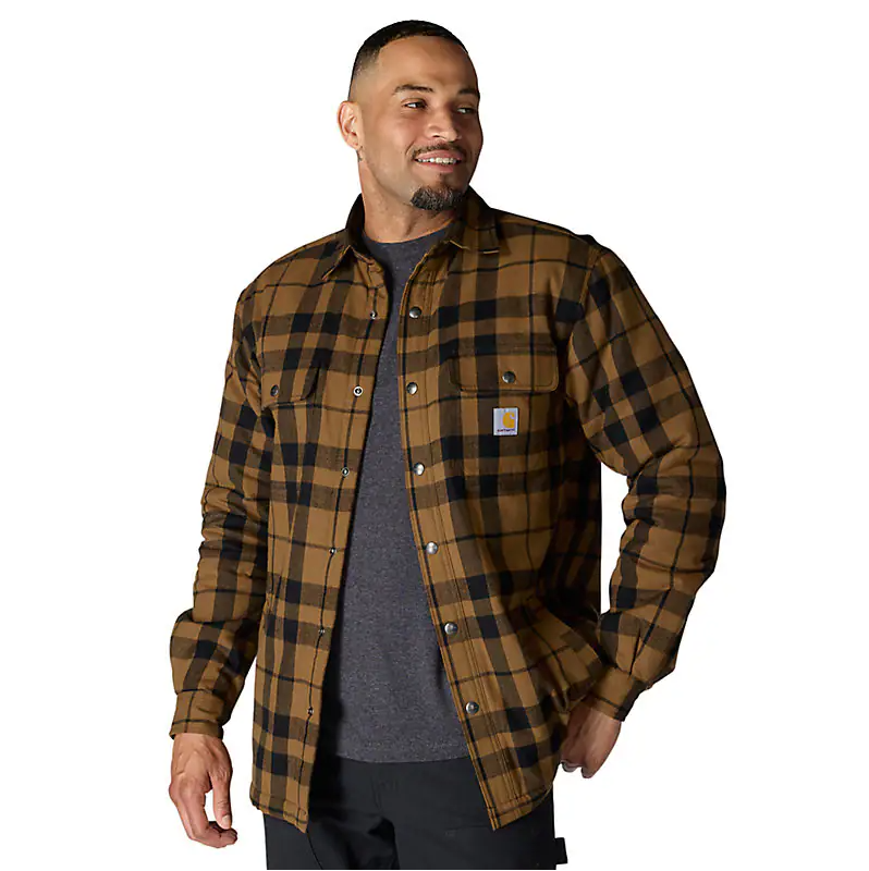 Carhartt Flannel Sherpa Lined Shirt Jacket Brun
